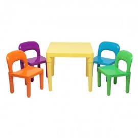 Set of Plastic Table And Chair for Children, One Desk And Four Chairs (50x50x46cm)