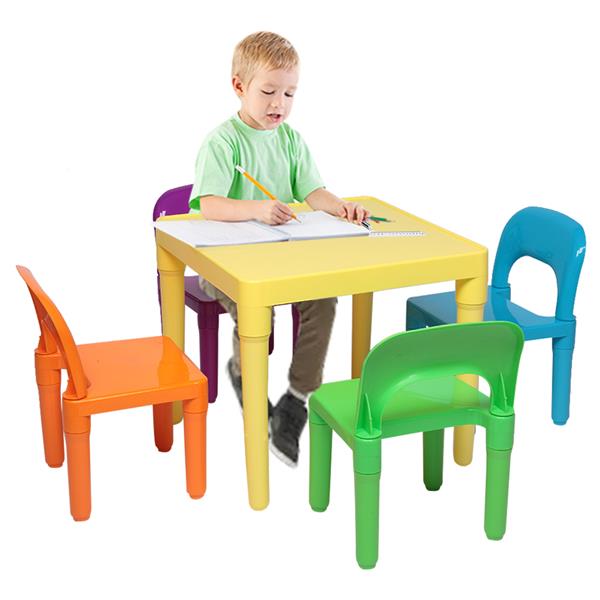 Set of Plastic Table And Chair for Children, One Desk And Four Chairs (50x50x46cm) 