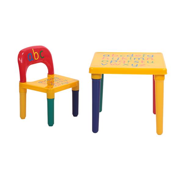 Children Letter Table Chair Set Yellow & Red 
