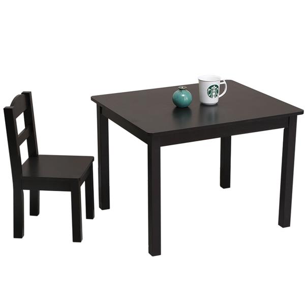 Kids Wood Table & 4 Chairs Set Espresso 