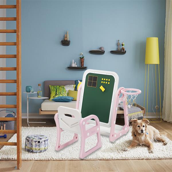 [US-W](52 x 67 x 68) Plastic Children's Table and Chair Drawing Board Set with Shooting Ring 1 Table and 1 Chair 