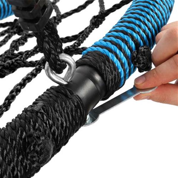40 Inch Spider Web Round Rope Swing with Adjustable Ropes, 2 Carabiners  (Blue & Black) 