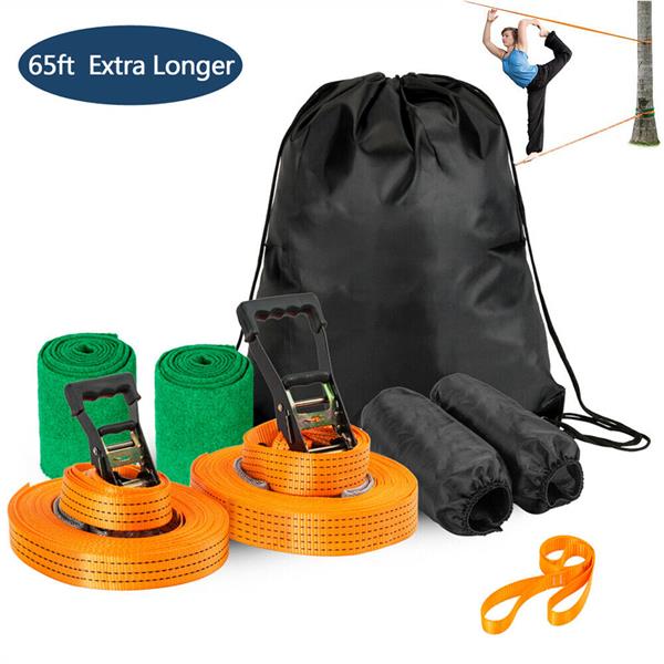 Arm Trainer Line Warrior Training Equipment Slackline Kit for Kids, Extra Longer 65 Feet，Gifts for Boys and Girls