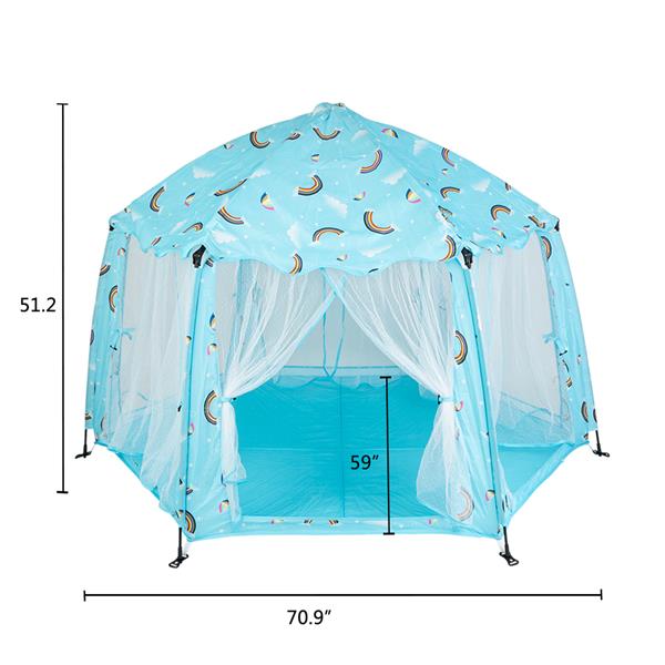 Printed Pongee Automatic Shelf Tent with Tote Bag Blue 