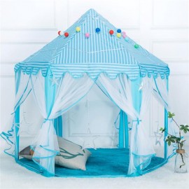 1.4m Diameter 210T Pongee Princess Castle Play House Large Outdoor Kids Play Tent for Girls Blue