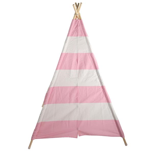 Portable Kids Playhouse Sleeping Dome Teepee Tent Pink Strip 