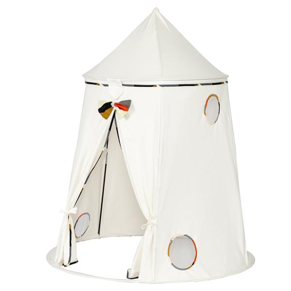 Cotton Yurt Tent With Small Colorful Flags White 
