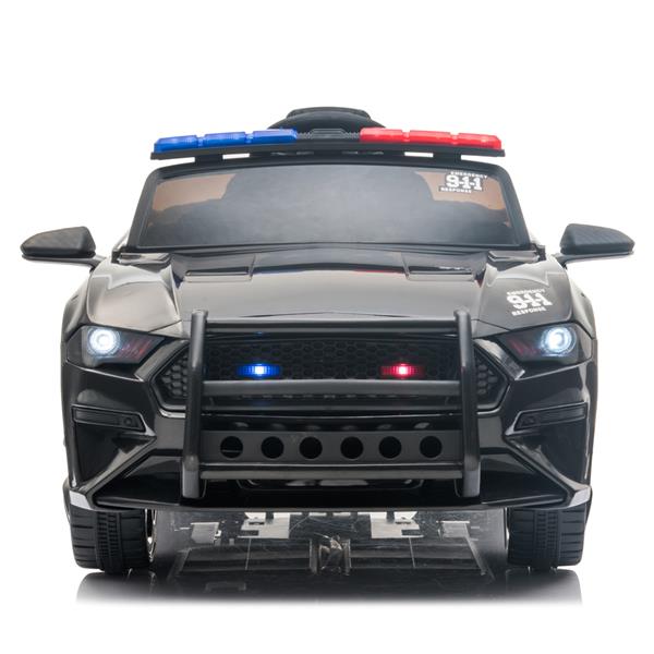 12V Kids Ride On Car ,Police sports car,2.4GHZ Remote Control,LED Lights,Siren,Microphone,Black 