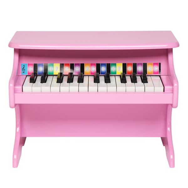 Wooden Toys: 25-key Children's Wooden Piano / Vertical (without Chair) Mechanical Sound Quality Pink 