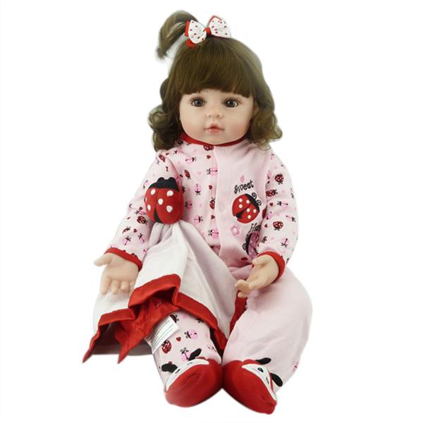 24" Beautiful Simulation Baby Girl Reborn Baby Doll in Beetle Dress 