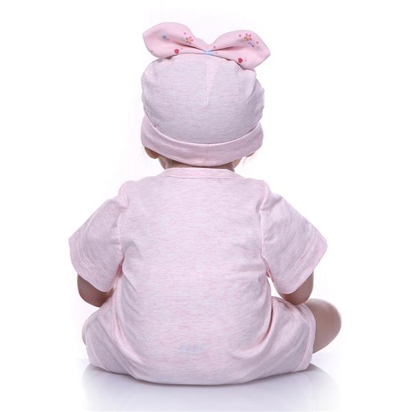 [US-W]20" Beautiful Simulation Baby Girl Reborn Baby Doll in Pink Dress 