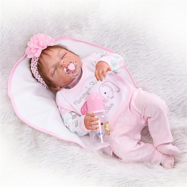 Pink Elephant Fashionable Play House Toy Lovely Simulation Baby Doll with Clothes Size 22" 