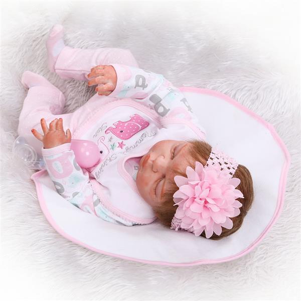 Pink Elephant Fashionable Play House Toy Lovely Simulation Baby Doll with Clothes Size 22" 