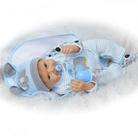 NPK 22" Silicone Lovely Baby Doll with Clothes Blue Elephant