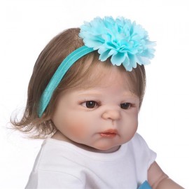 [US-W]NPK 22" Silicone Lovely Baby Girl Doll with White & Blue Veil